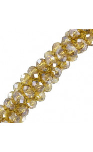 Faceted glass beads 3x2mm disc - Light topaz-top shine coating
